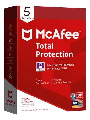 Antivirus Mcafee Total Protection+ Vpn 5 Dispositivos 1 Año