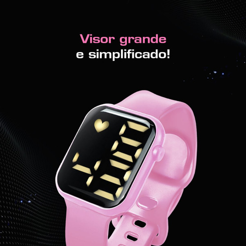 Relogio Digital Infantil Rosa + Oculos Proteção Uv + Caixa K