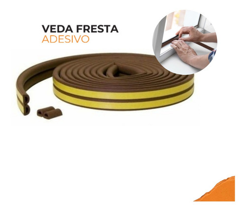 Imagem 4 de 6 de Veda Frestas Médio Adesivo 4x9mm Marrom 6metros Comfort Door