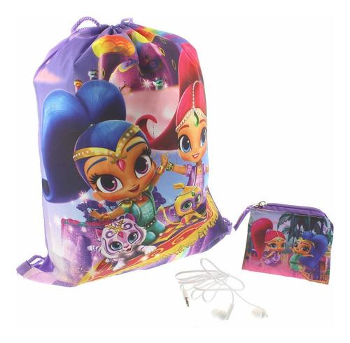 Mochila Para Niña Auricular Monedero Caja Regalo Morado
