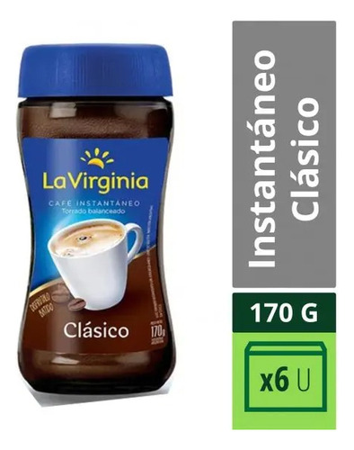 La Virginia Cafe Instantaneo Clasico Sin Tacc 170 Gr X 6 Un