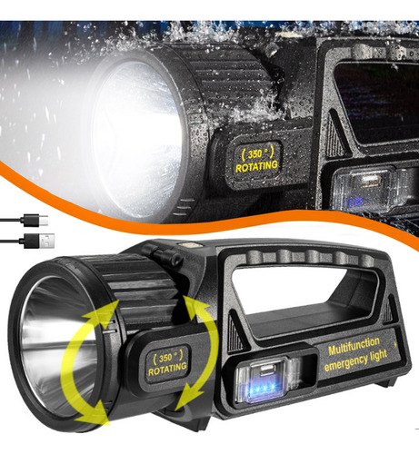Linterna Impermeable Recargable/solar Para Emergencias