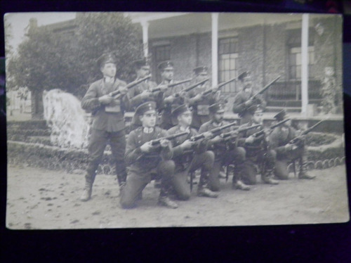 Fotografia Antigua Militares Armas Fusil Policias Postal