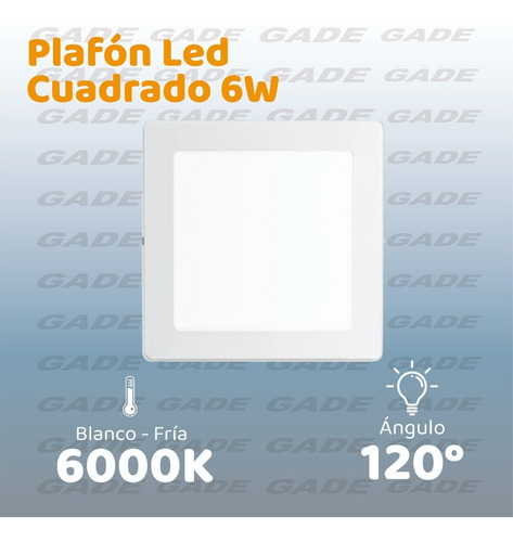 Imagen 3 de 7 de Panel Plafon Led 6w Aplicar Cuadrado