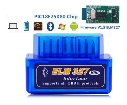 Scanner Mini Elm327 V 1.5 Bluetooth Obd2 Chip Pic18f25k80