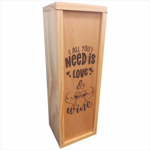 Caja De Madera X Botella Vino -grabado-all You Need Is Love 