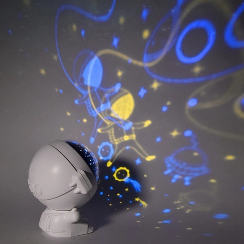 Lampara Led Recargable Astronauta Bebe Proyector Bebe 174 Color De La Estructura Astronauta Color De La Pantalla Azul-blanco