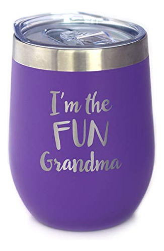 Fun Grandma - Vaso De Vino Con Tapa Deslizante - Taza Aislad