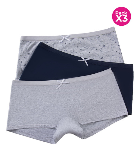 Lili Pink Paquete X3 Bóxer Teen En Algodón T112 Panty X3 Gri