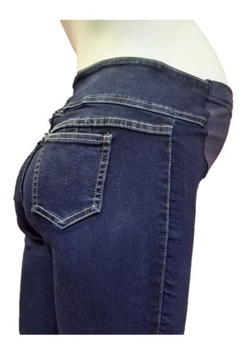 Blue Jeans Maternal Elastizado Con Regulador De Ajuste