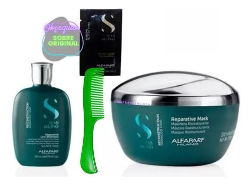 Kit Alfaparf Semi Di Lino Shampoo + Reparative Mask