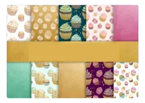 Comprar Kit De Papel Digital Cupcakes Dorados Golden Cupcakes