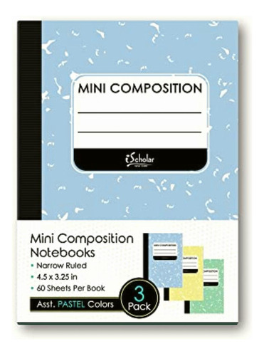 Ischolar Mini Composition Books, Narrow Rule, 4.5 X 3.25