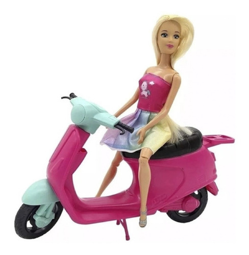 Imagen 6 de 6 de Muñeca Kiara Y Su Moto De 30 Cm Articulada Poppi Doll