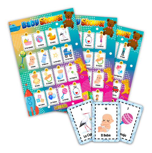 Lotería Baby Shower Feliz Niño 200 Tablas Imprimibles Juegos