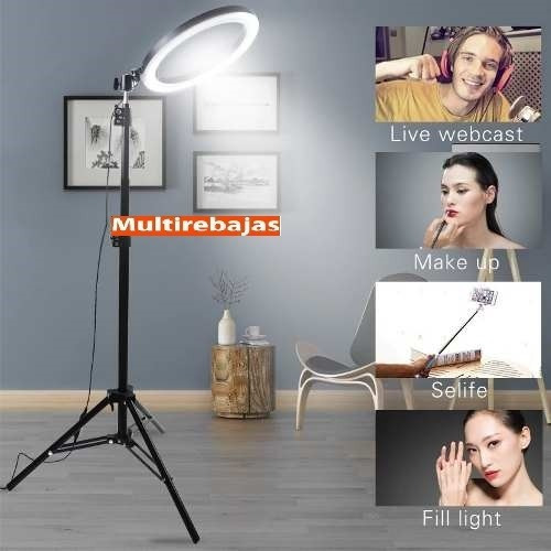 Imagen 5 de 6 de Aro De Luz Led Fotografico 8 Pulgada Tripode Soporte Celul
