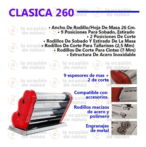 Imagen 2 de 7 de Pastalinda Fabrica De Pastas Clasica 260 Original Fideo Masa