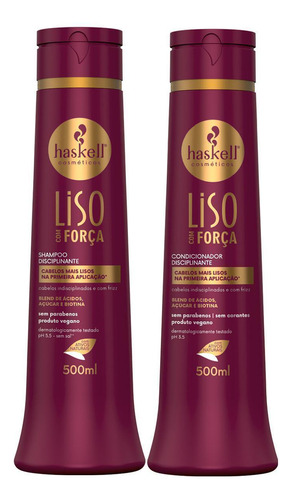 Kit Shampoo E Condicionador 500ml Haskell Liso Com Força