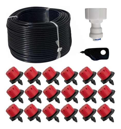 Kit Riego Por Goteo 100 Goteros Con Microtubing Y Conector