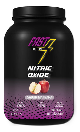 Óxido Nítrico Fast Suplement 1kg 200 Serv Varios Pre Entreno Manzana