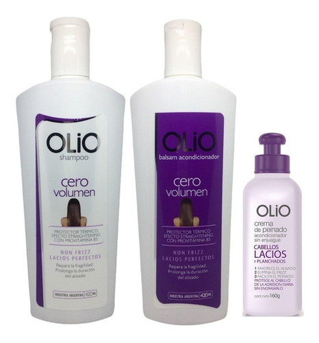 Kit Olio Shampoo + Acondicionador + Crema Cabellos Lacios