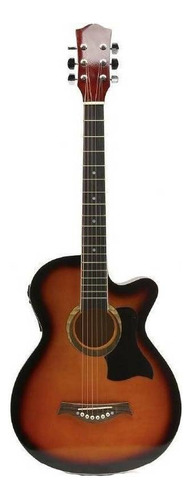 Guitarra Electroacústica Femmto 38in naranja diapason Arce para diestros con Equalizador y accesorios