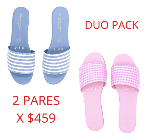 Imagen 2 de 10 de Sandalia Mujer Felipe Rentería Flat Kit 2 Pares - Duopack