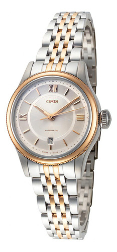 Reloj Oris Culture Silver Rose Gold Para Dama Original E-w Color De La Correa Plateado/oro Rosa Color Del Bisel Oro Rosa Color Del Fondo Plateado