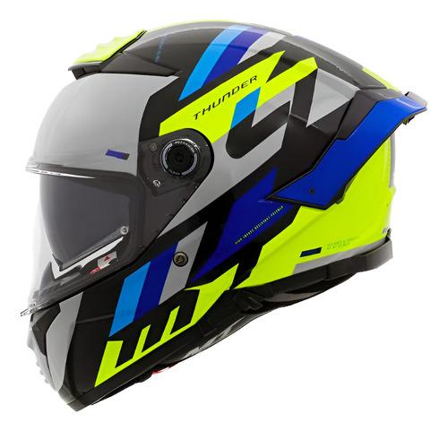Capacete Mt Thunder 4 E17 Ergo Amarelo E Azul