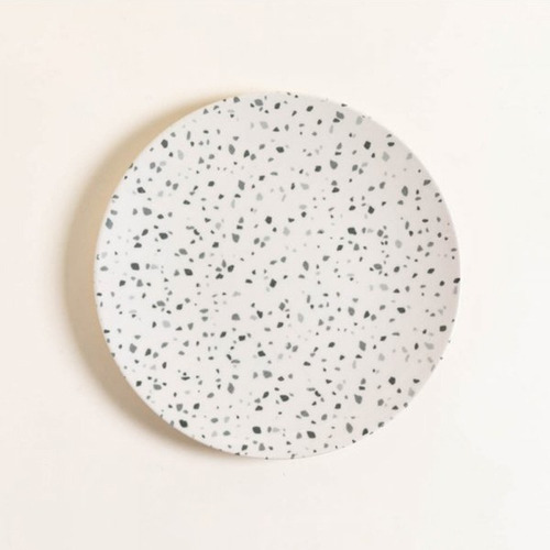 Plato Playo Decorados 26cm Ceramica Terrazzo Gris