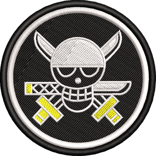 Patch Bordado Caveira Zoro One Piece Motociclista Des48