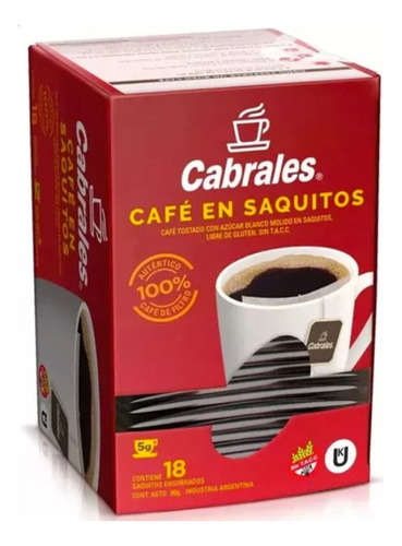 Cafe En Saquitos Cabrales Libre De Gluten Sin Tacc - Pack X6