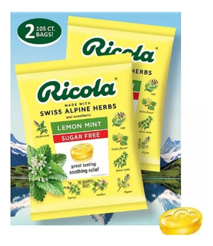 Ricola Pastillas Lemon Mint Para Tos Cero Azucar 210pzs