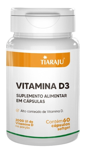 Suplemento Vitamina D3 - 60 Cápsulas Softgel - Tiaraju