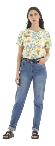 Polera Mujer Haka Honu Flora Amarillo