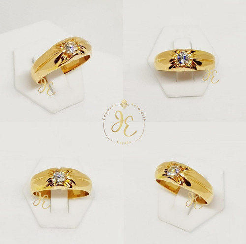 Anillo Oro Ley 21k 18k Hombre Sortija Cc_33 Jespaña Diamante
