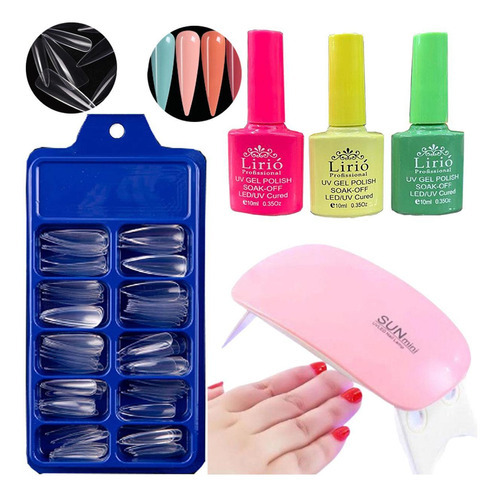 Kit 100 Tips Alongamento Unhas De Gato Profissional Alongada