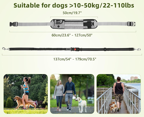Correa Para Perro Pecute Manos Libres Con Bolsa, Cinturon...