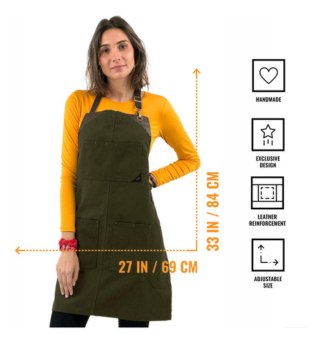 Under Ny Sky Delantal Verde Bosque Lona Resistente Mmg