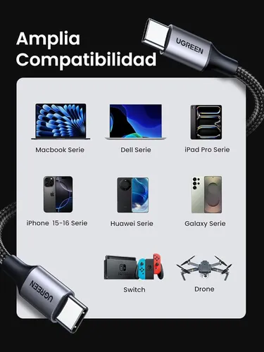 Ugreen Cable Usb-c 2 Metros 60w Para iPhone, Samsung, Etc