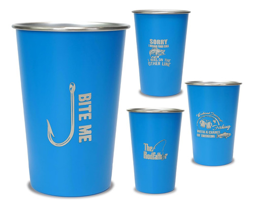 Vasos De Acero Inoxidable 16oz Apilables - Juego De 4 Tazas