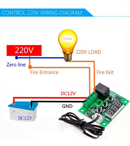Imagen 5 de 7 de Termostato W120 Temperatura Interruptor Digital 12v+ Sensor