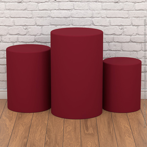 Trio Capas De Cilindro Sublimado Liso Vermelho Veste Fácil Em Tecido
