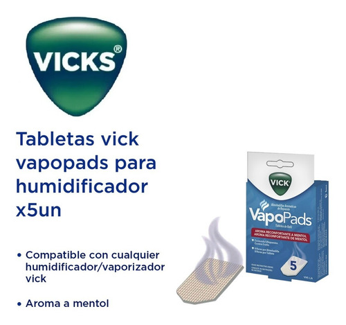 Imagen 3 de 5 de Almohadillas Aromaticas Repuesto Vick Vapopads X5