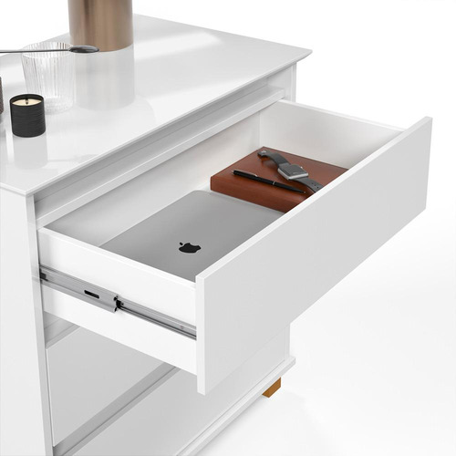 Mesa De Cabeceira Grande 3 Gavetas Branco