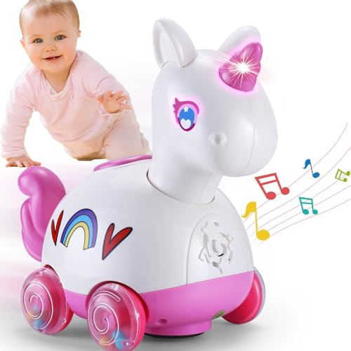 Musical Unicorn Baby Crawling Toys For 6-12 Months, Inf...