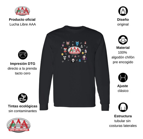 Jersey Playera M Larga Lucha Libre Aaa Hombre Mexicana Lucha
