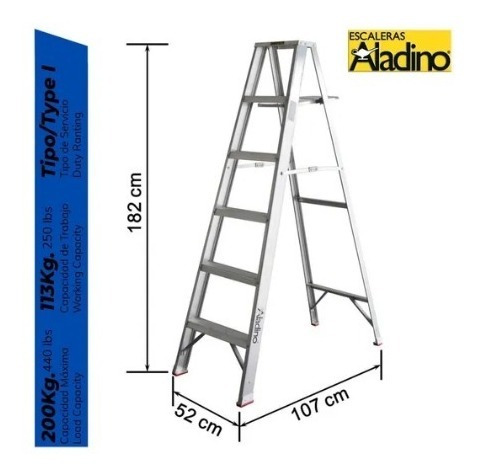 Escalera Tijera Aluminio Aladino 6 Tramos #pe