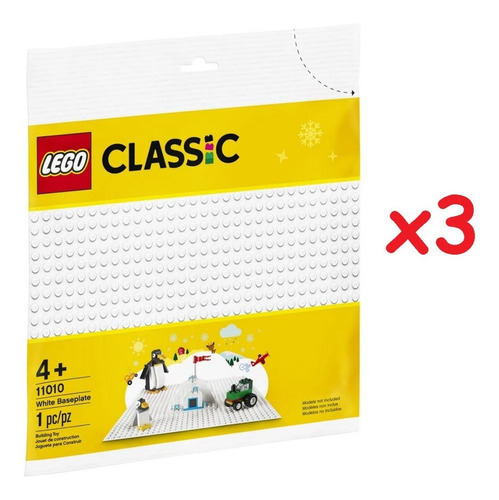 Kit Com 3 Bases Lego Branca - Lego Classic 11010
