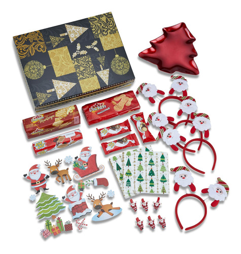 Cesta De Natal Divertida Decoração Natal Chocolate 50 Itens